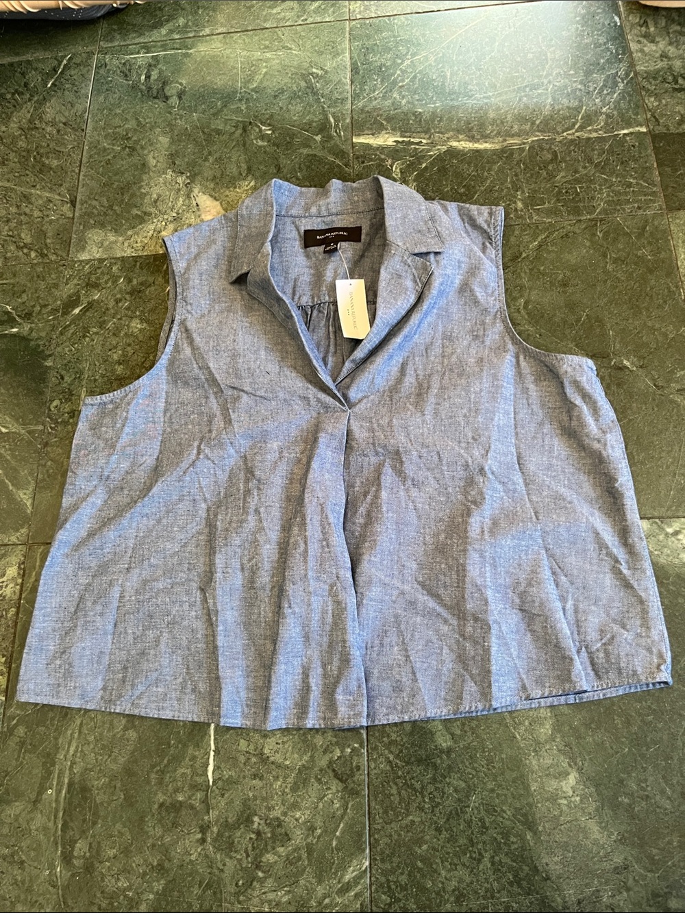 Banana Republic Sleeveless Chambray Muscle Tee in Light Blue